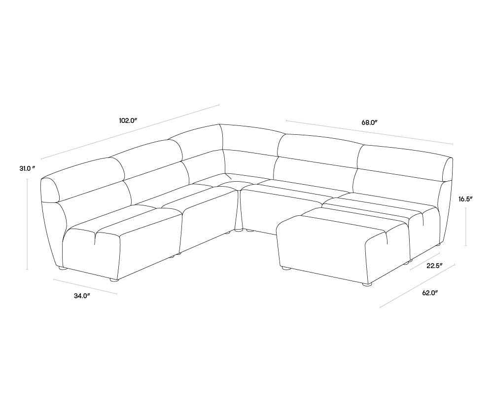 Cornell Modular - Ottoman - Polo Club Stone