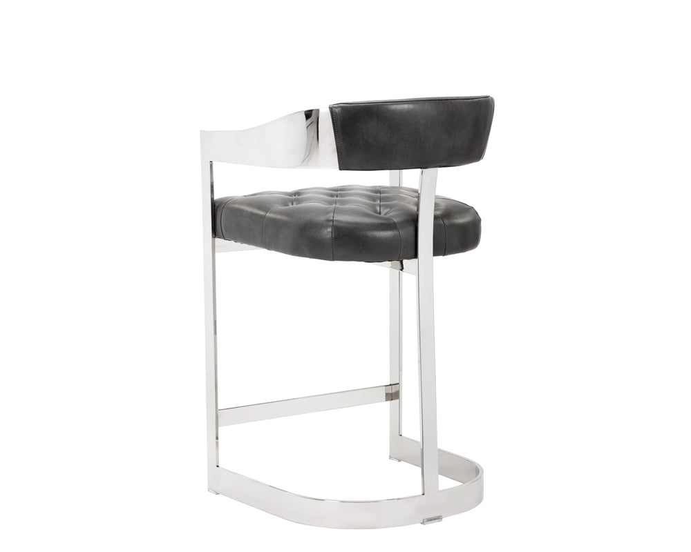 Beaumont Counter Stool - Stainless Steel - Cantina Magnetite