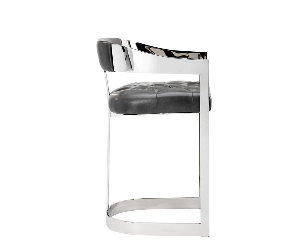 Beaumont Counter Stool - Stainless Steel - Cantina Magnetite