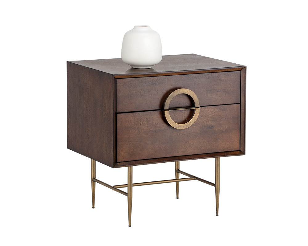 Emery Nightstand - Antique Brass - Dark Mango