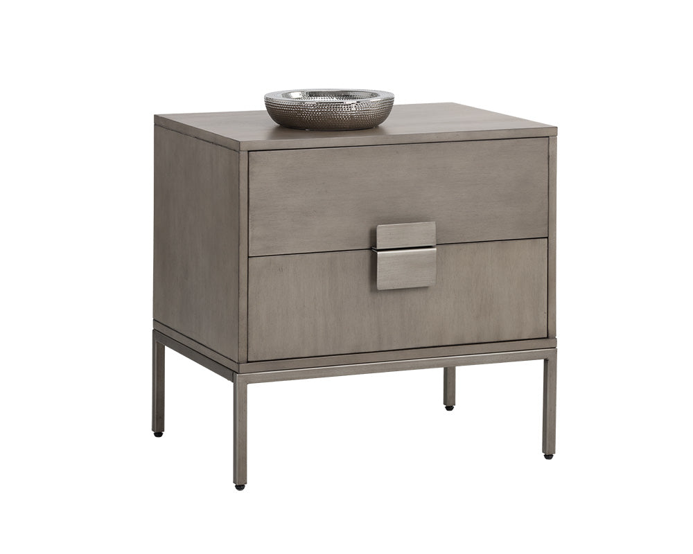 Jade Nightstand - Antique Silver - Ash Grey