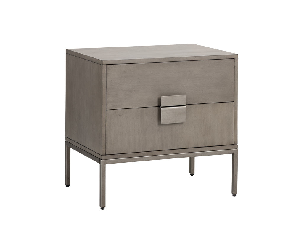 Jade Nightstand - Antique Silver - Ash Grey