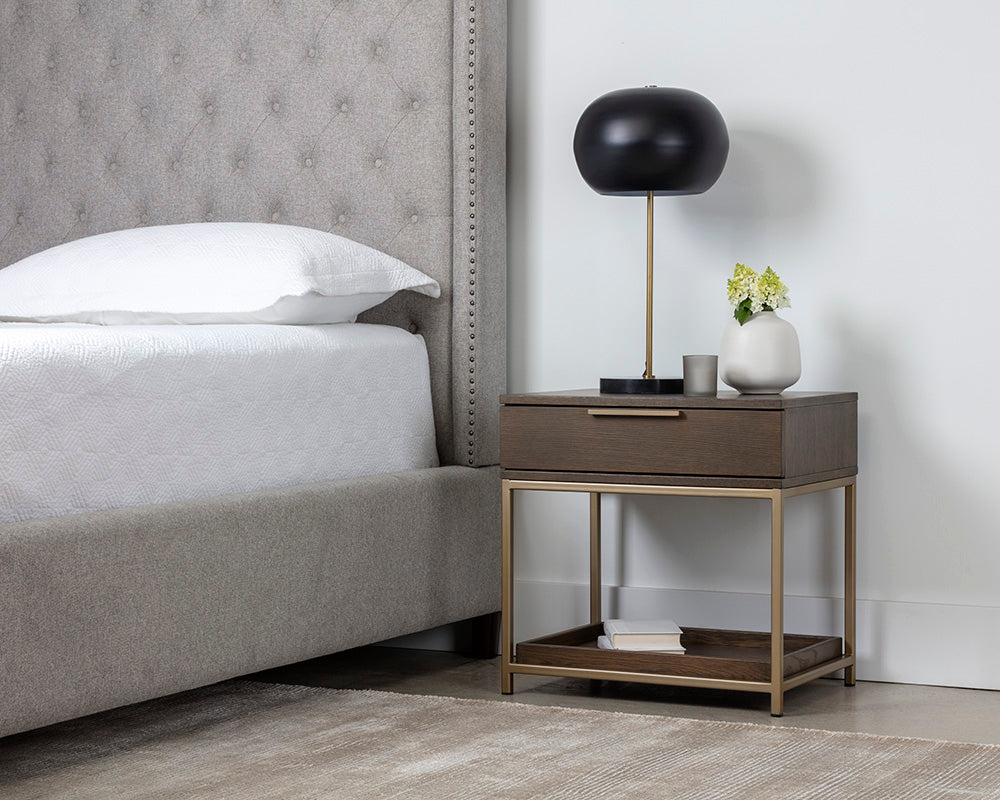 Rebel Nightstand - Small - Gold - Raw Umber