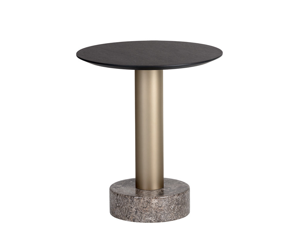 Monaco End Table - Gold - Grey Marble / Charcoal Grey