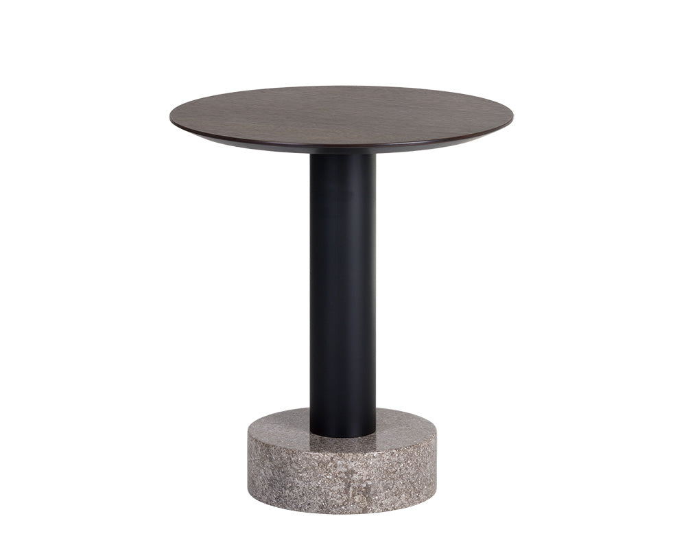 Monaco End Table - Black - Grey Marble / Raw Umber
