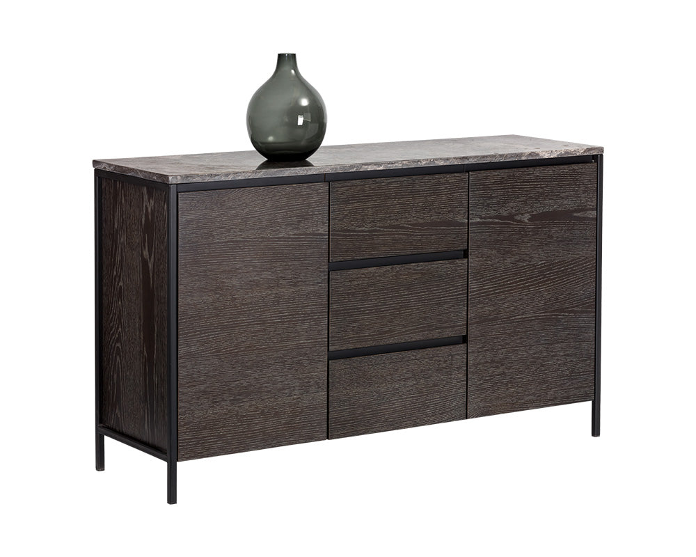 Stamos Sideboard - Black - Grey Marble / Charcoal Grey