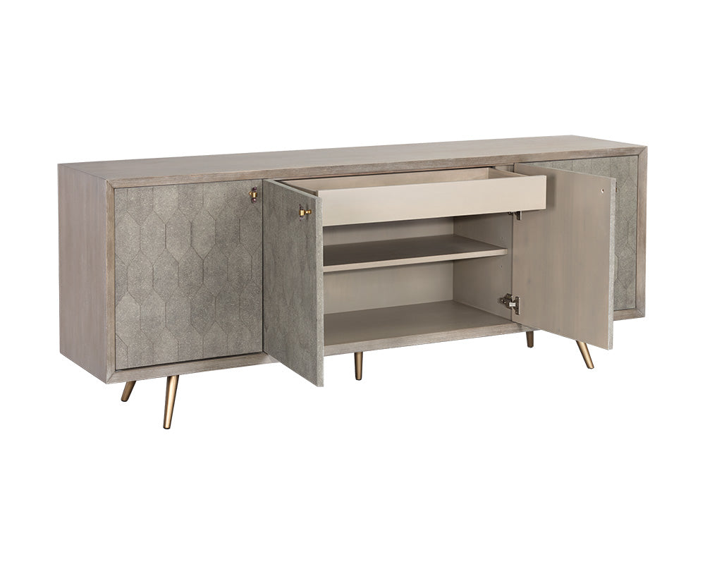 Aniston Sideboard - Large - White Ceruse - Taupe Shagreen