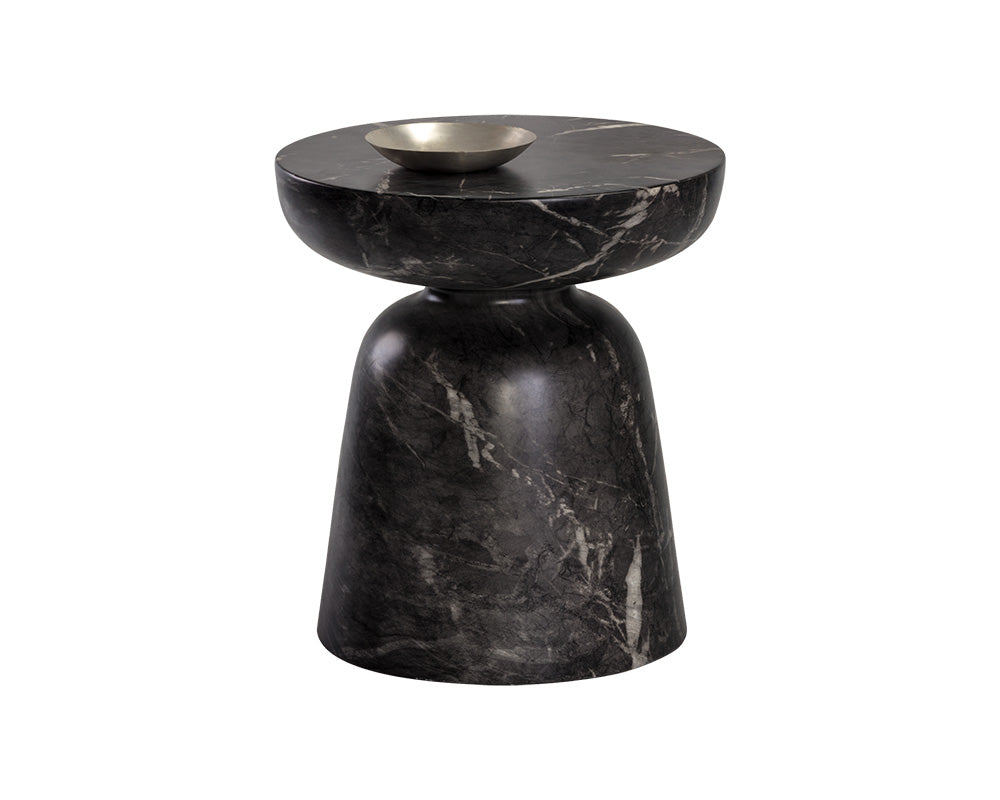 Lucida End Table - Marble Look - Black