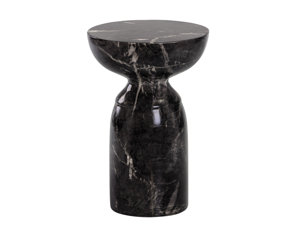 Goya End Table - Marble Look - Black