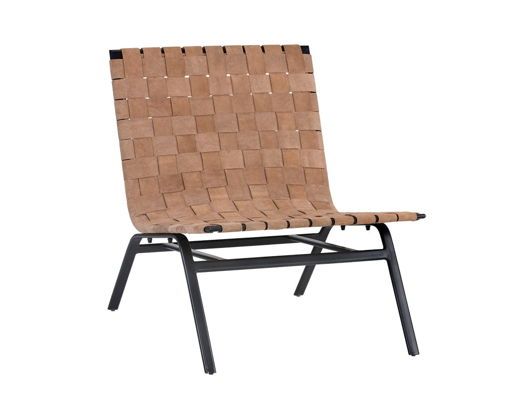 Omari Lounge Chair - Sueded Light Tan Leather