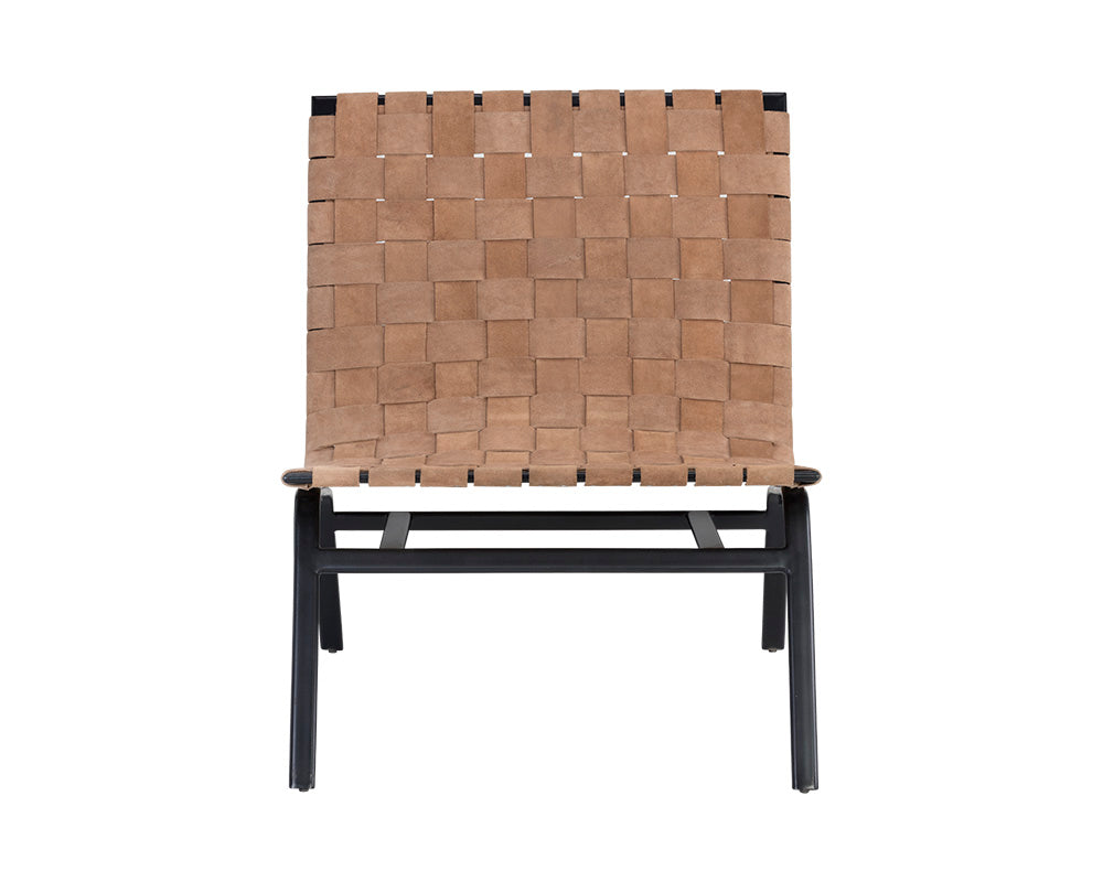 Omari Lounge Chair - Sueded Light Tan Leather
