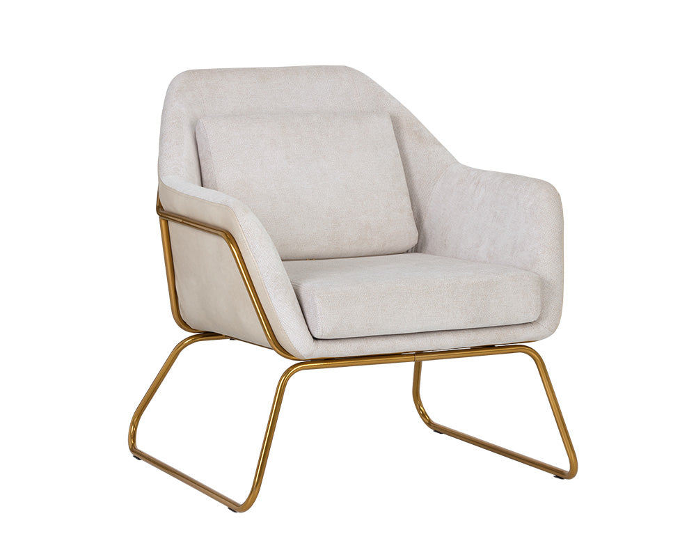 Watts Lounge Chair - Gold - Polo Club Muslin / Bravo Cream