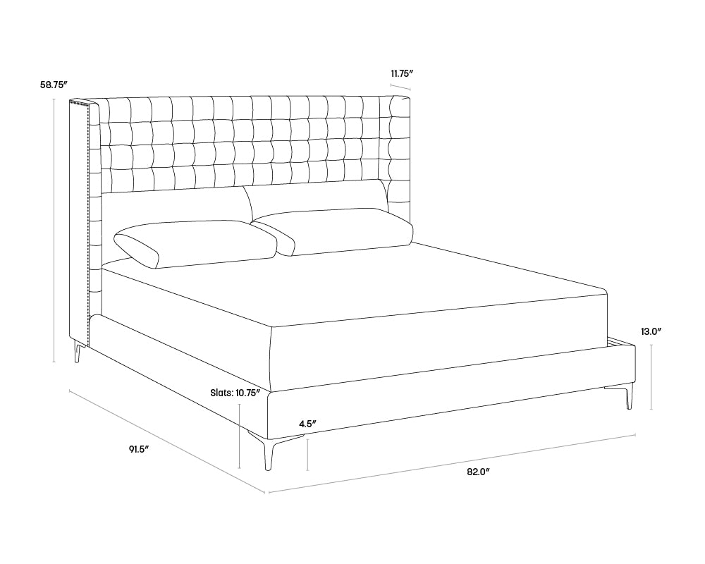 Cairo Bed - King - Antonio Charcoal