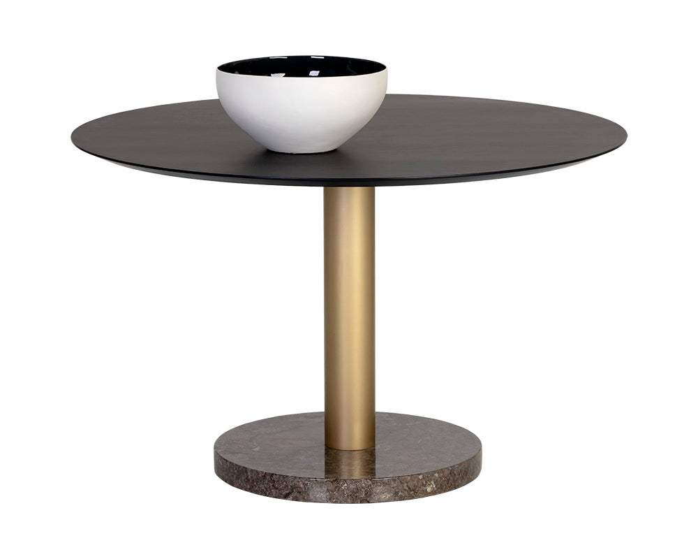 Monaco Dining Table - Gold - Grey Marble / Charcoal Grey - 48"