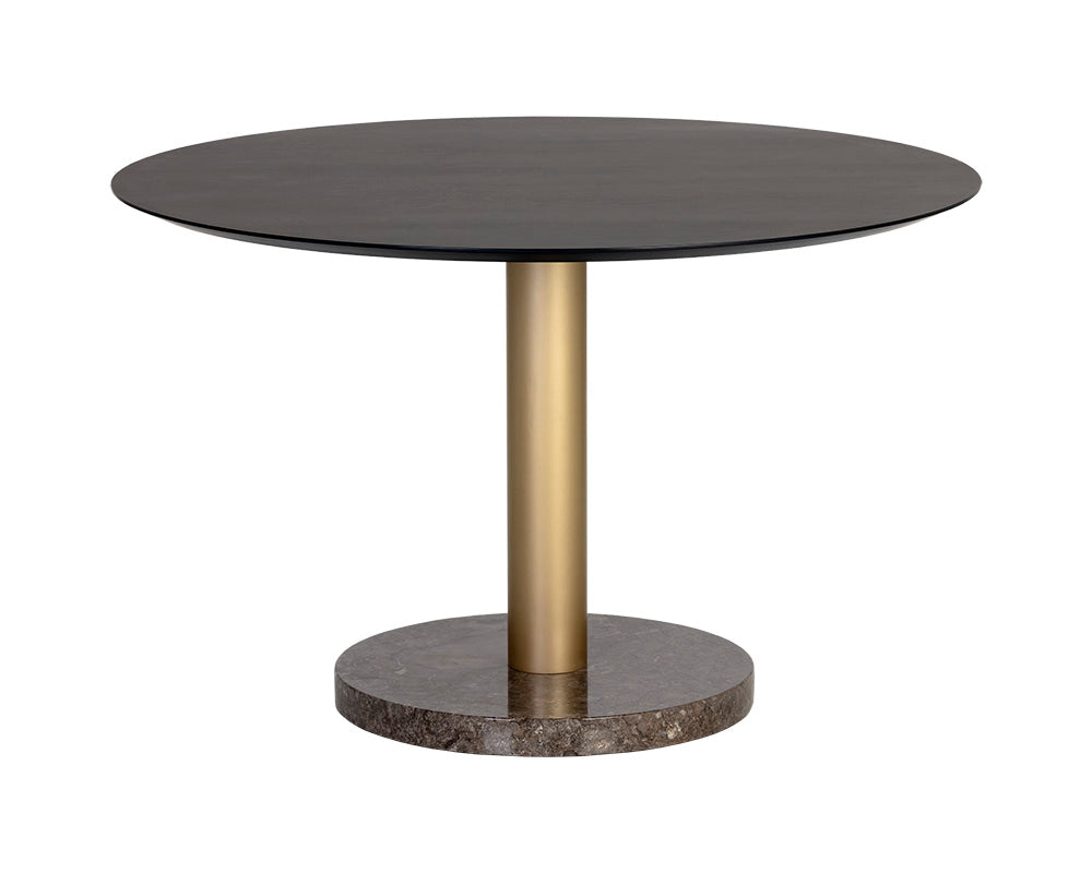 Monaco Dining Table - Gold - Grey Marble / Charcoal Grey - 48"