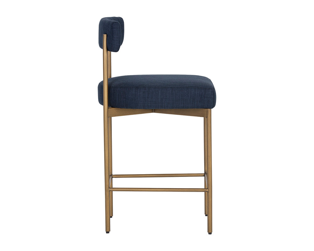 Seneca Counter Stool - Antique Brass - Arena Navy