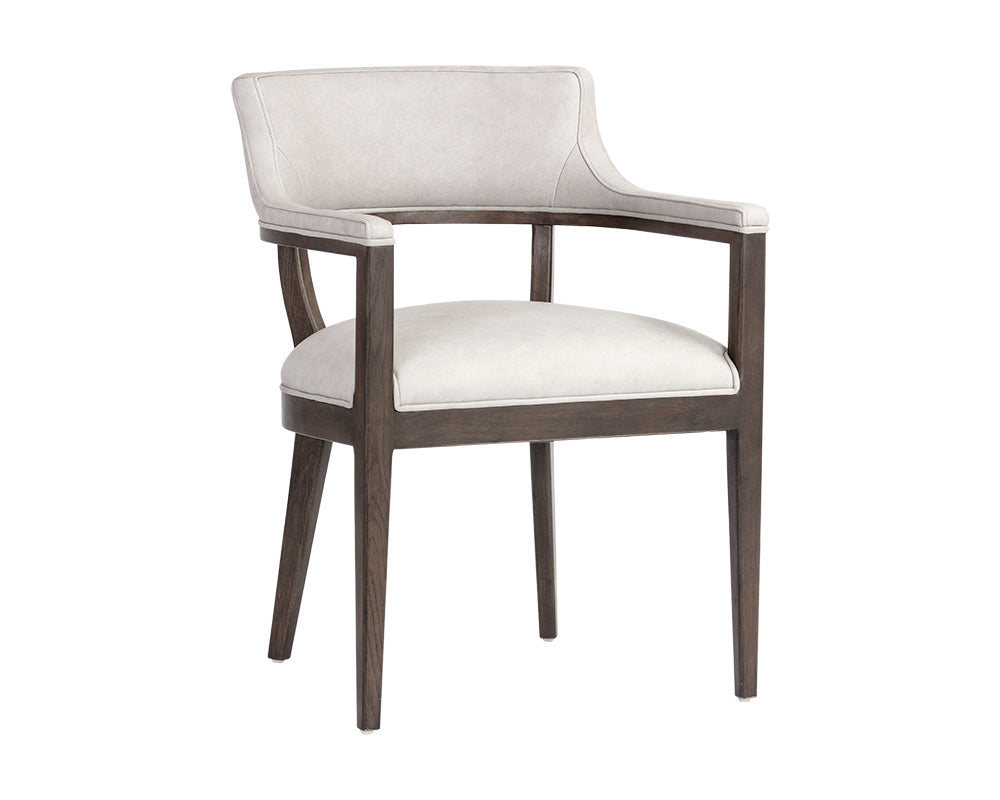 Brylea Dining Armchair - Brown - Saloon Light Grey Leather