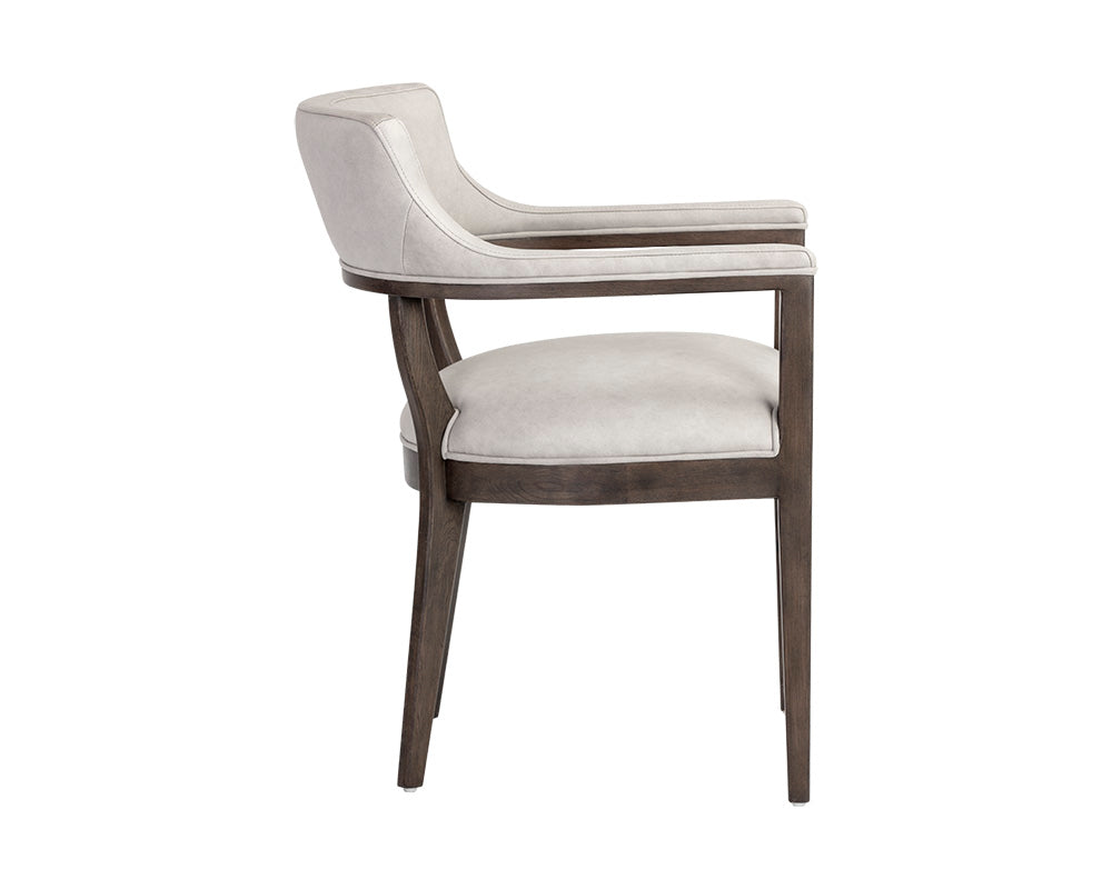 Brylea Dining Armchair - Brown - Saloon Light Grey Leather