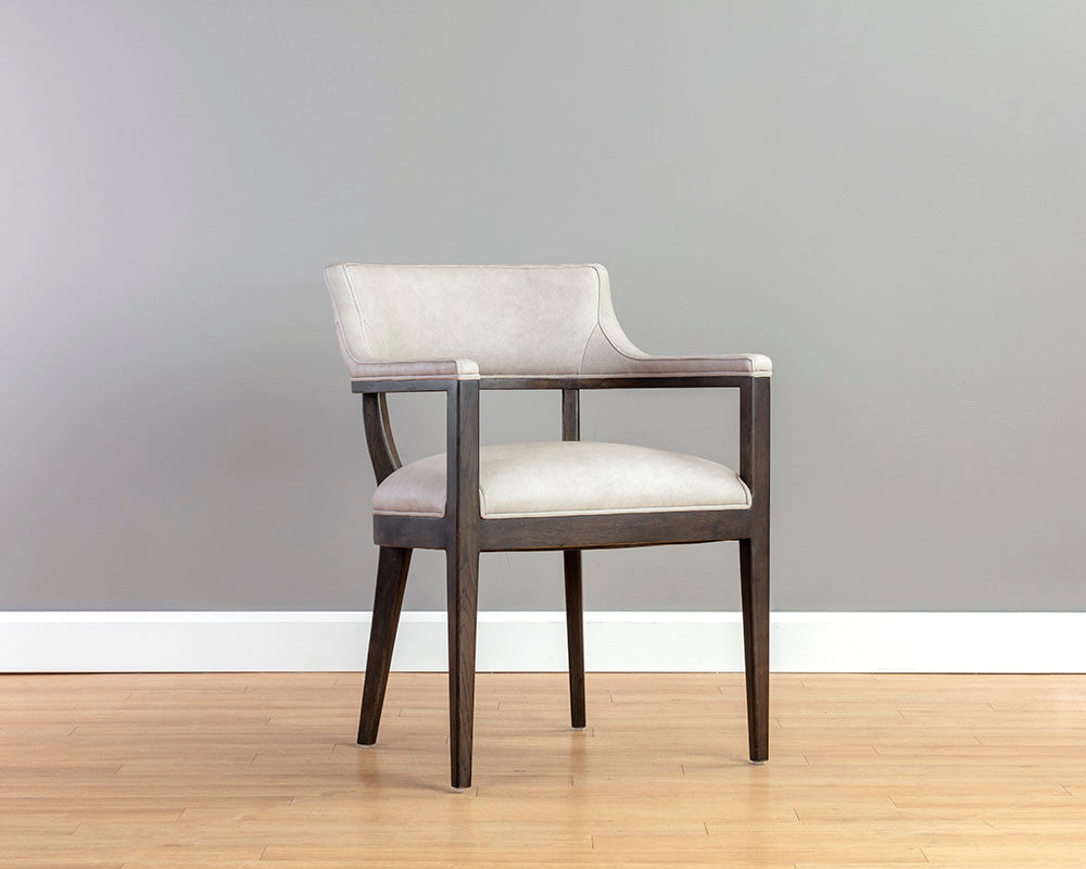 Brylea Dining Armchair - Brown - Saloon Light Grey Leather