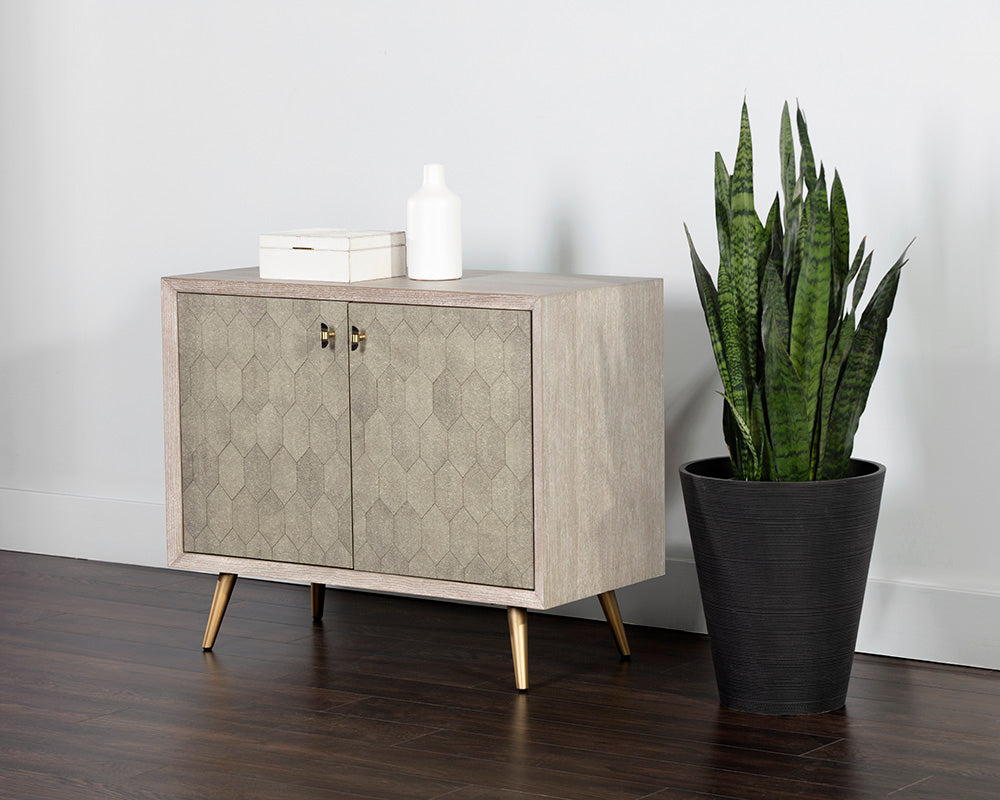 Aniston Sideboard - Small - White Ceruse - Taupe Shagreen