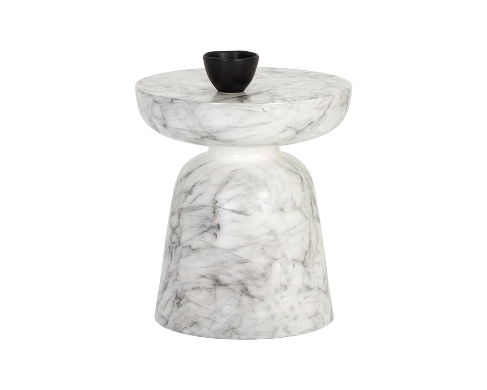 Lucida End Table - Marble Look - White