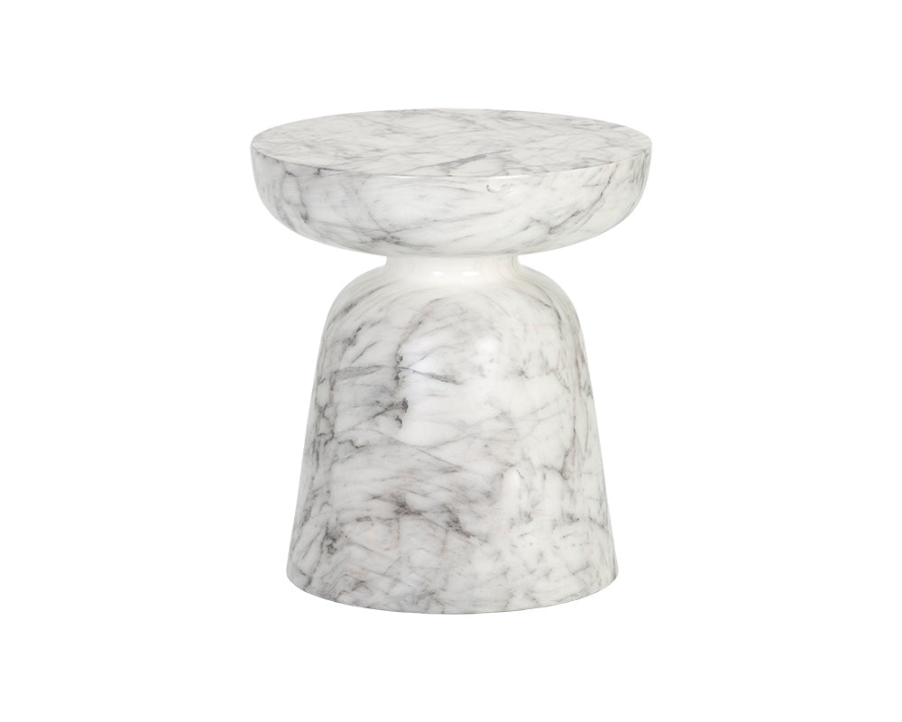 Lucida End Table - Marble Look - White