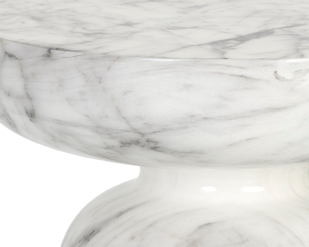 Lucida End Table - Marble Look - White