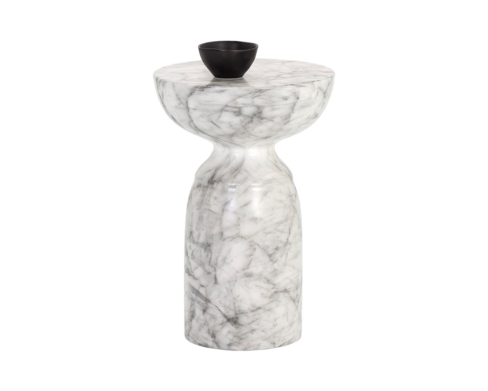 Goya End Table - Marble Look - White