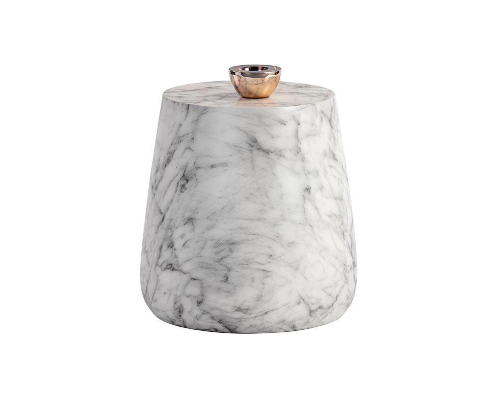 Aries Side Table - Marble Look - White