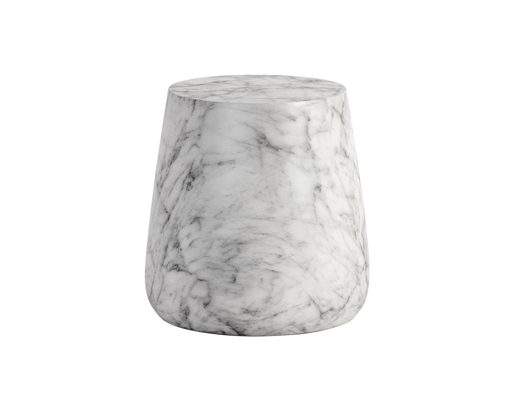 Aries Side Table - Marble Look - White