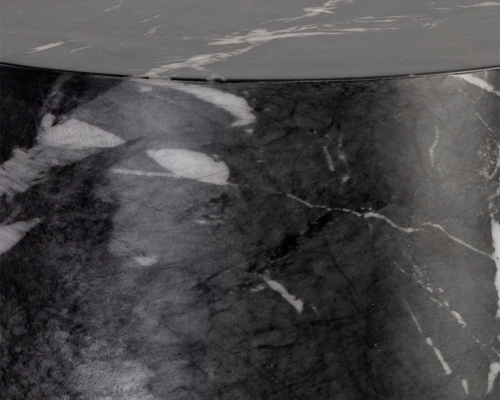 Aries Side Table - Marble Look - Black