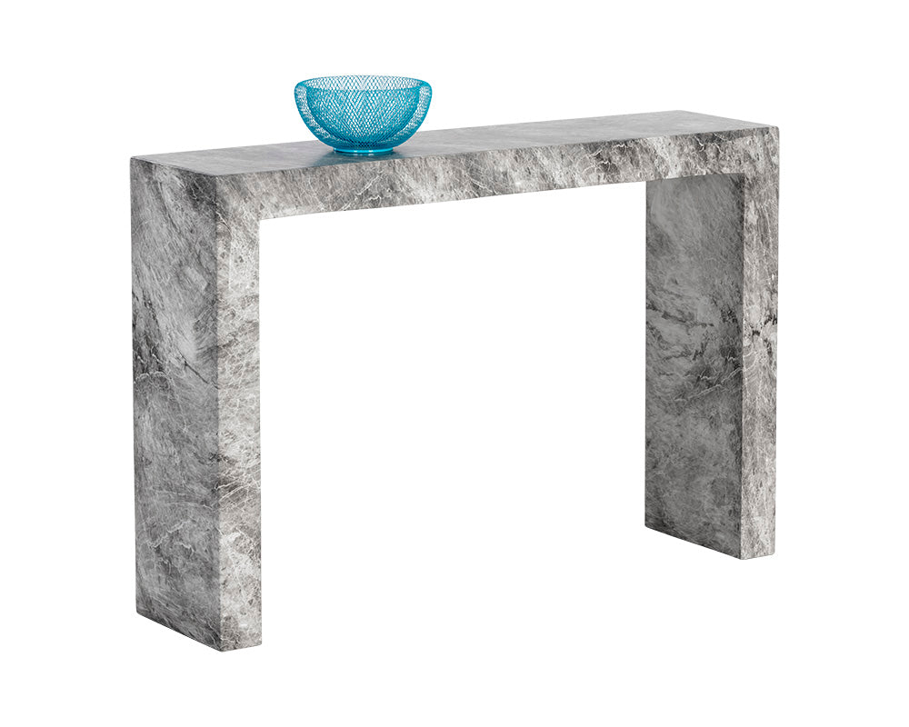 Axle Console Table - Marble Look - Grey