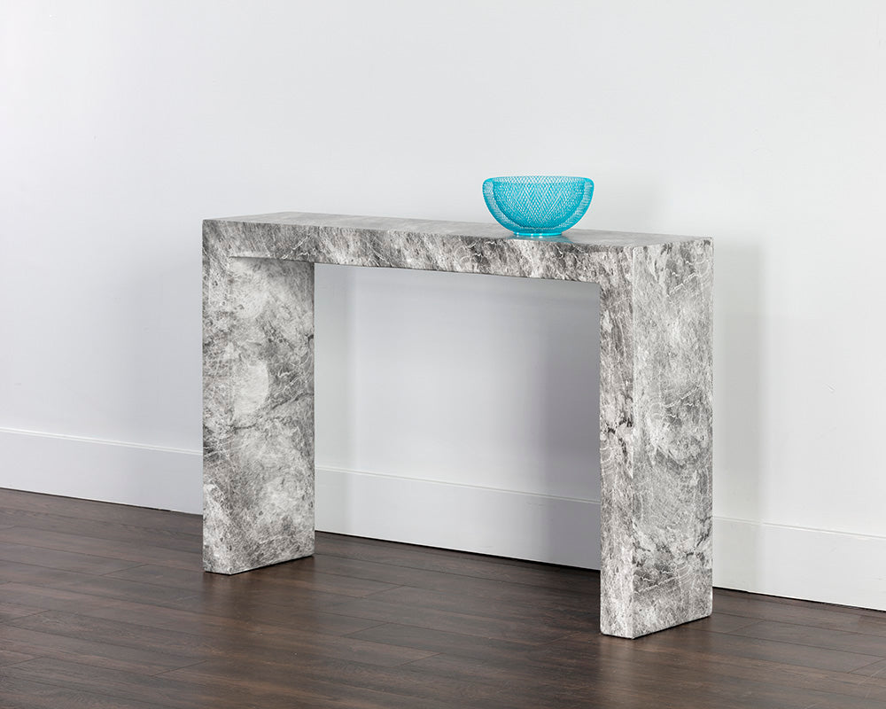 Axle Console Table - Marble Look - Grey