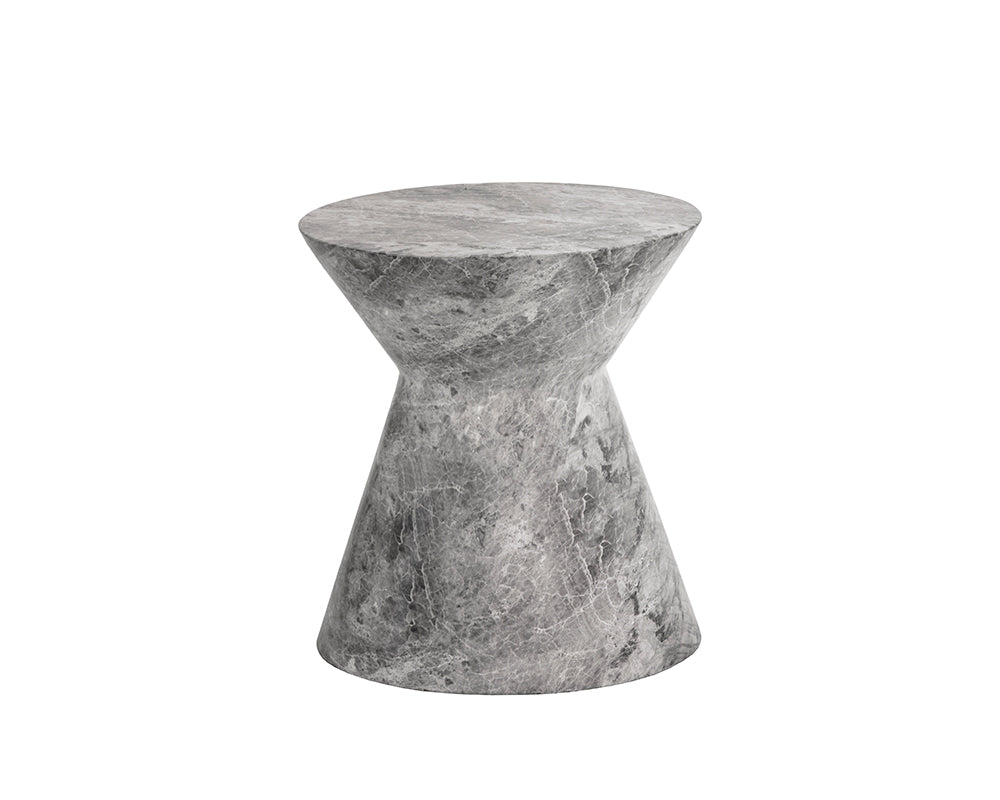 Astley End Table - Marble Look - Grey