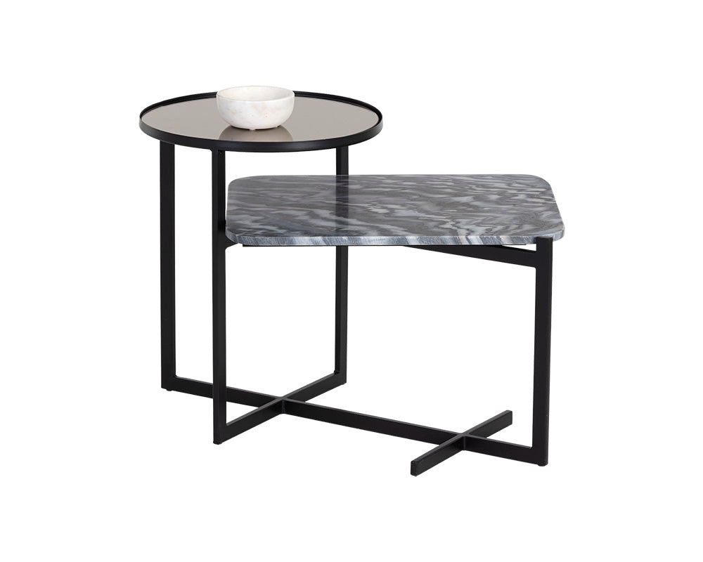 Rivas End Table - Grey Marble
