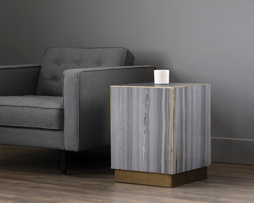 Daines End Table - Grey Marble