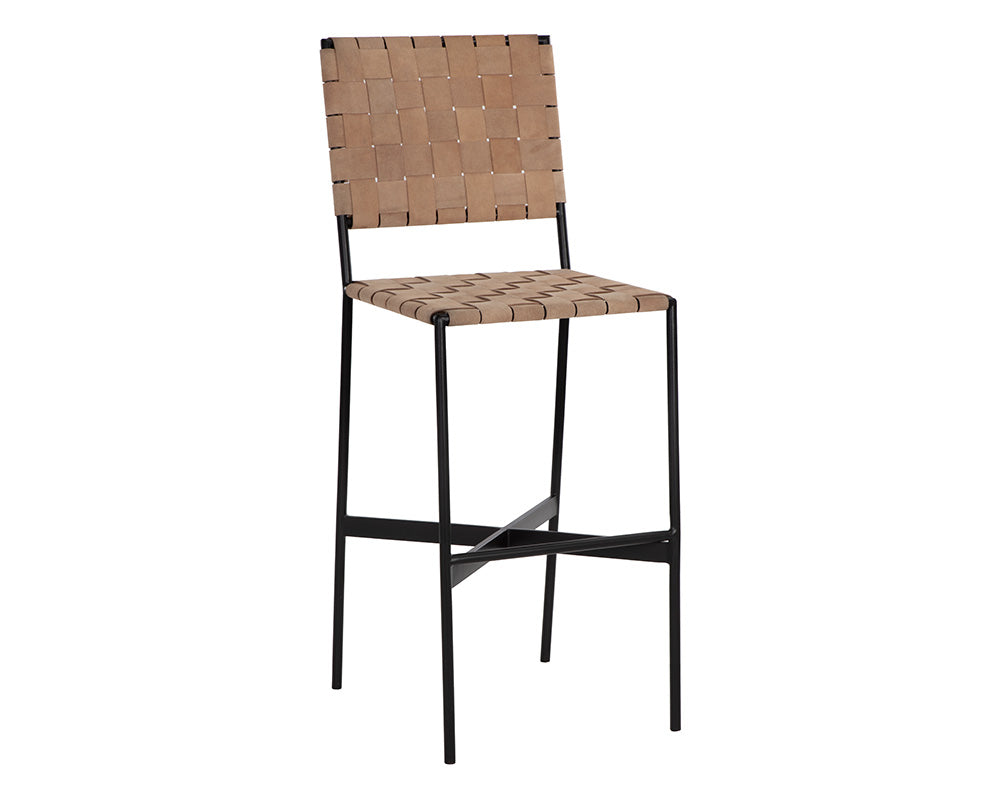 Omari Barstool - Black - Light Tan Leather