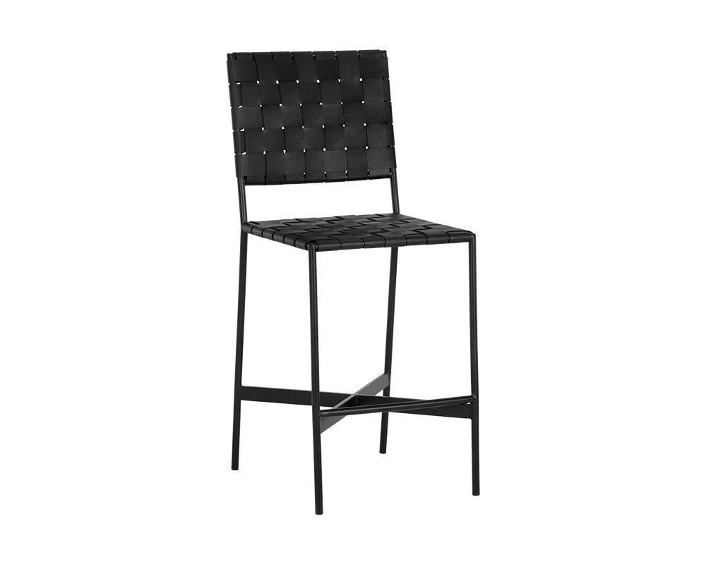 Omari Counter Stool - Black Leather