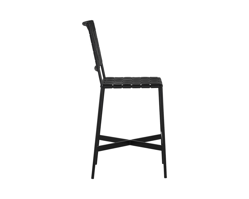 Omari Counter Stool - Black Leather
