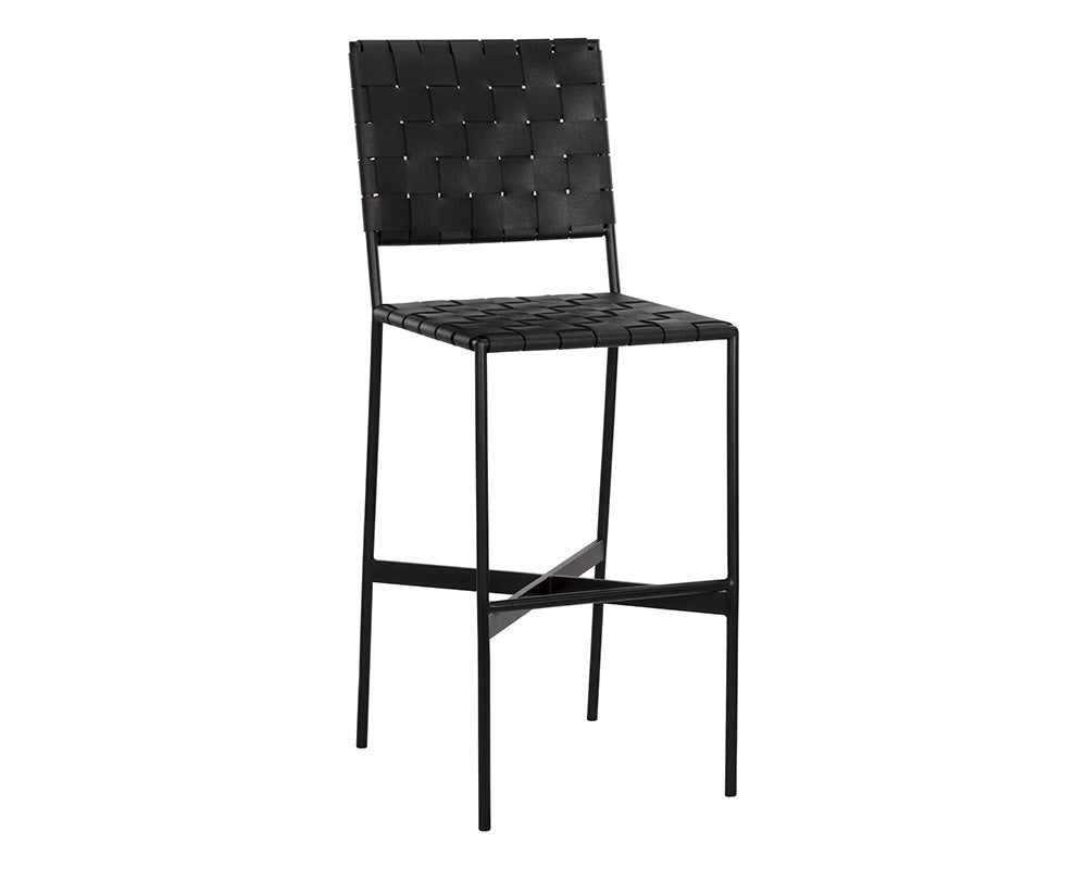 Omari Barstool - Black - Black Leather