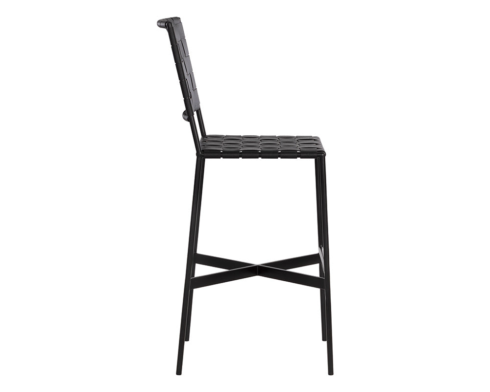 Omari Barstool - Black - Black Leather