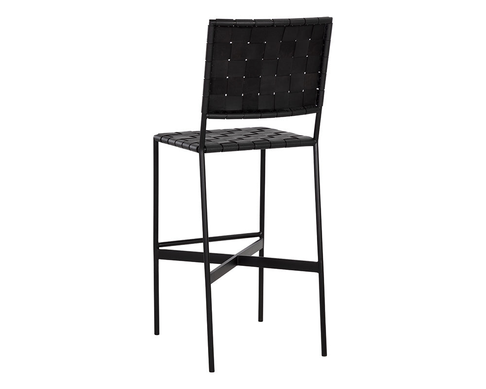 Omari Barstool - Black - Black Leather