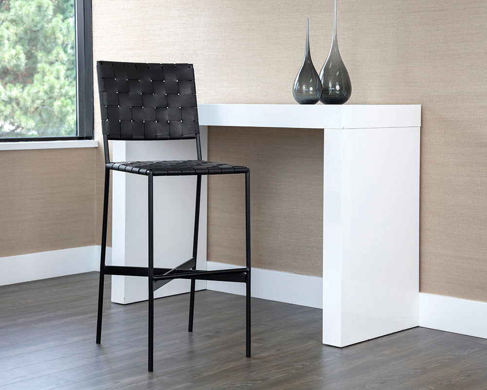 Omari Barstool - Black - Black Leather