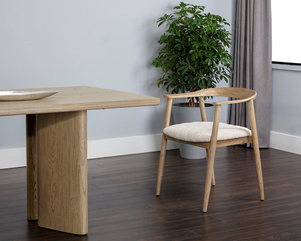 Jeremy Dining Armchair - Weathered Oak - Dove Cream