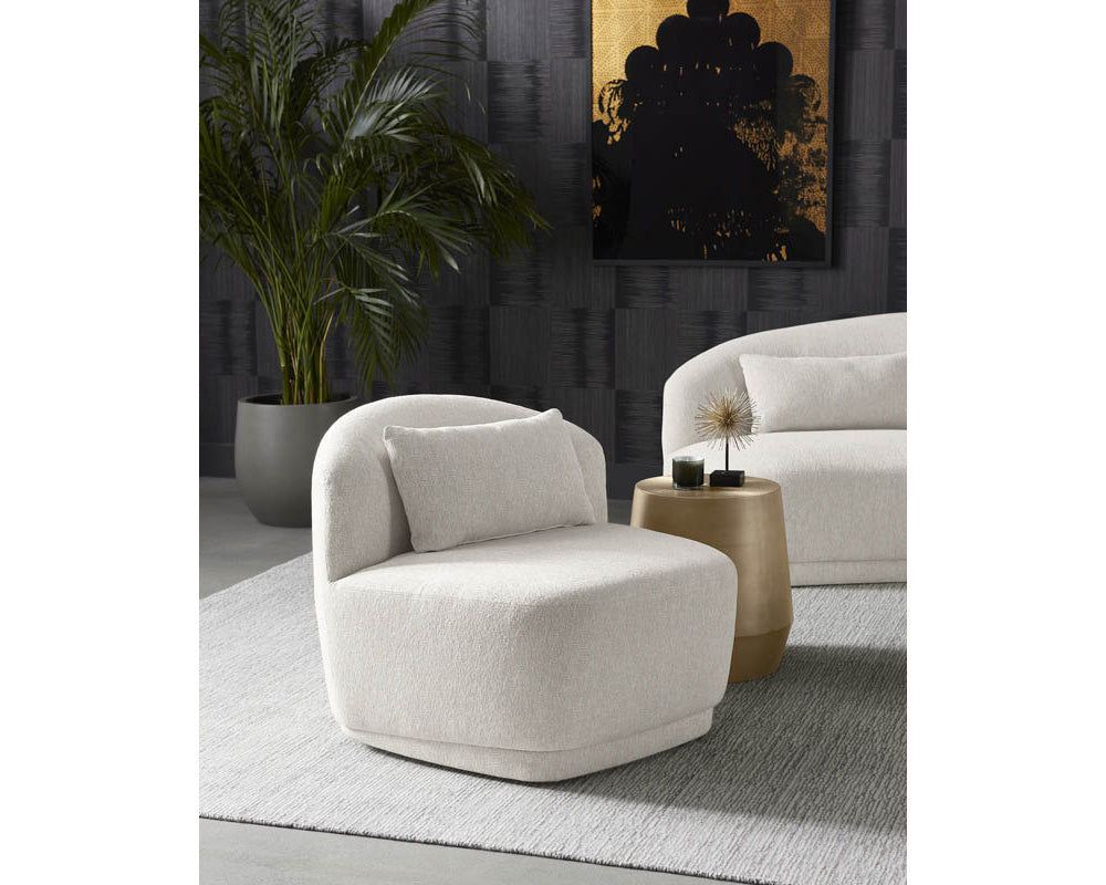 Soraya Swivel Armless Chair - Dove Cream