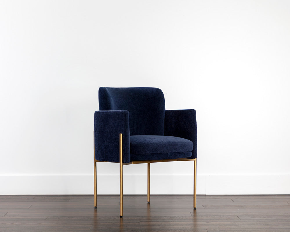 Richie Dining Armchair - Antique Brass - Danny Navy