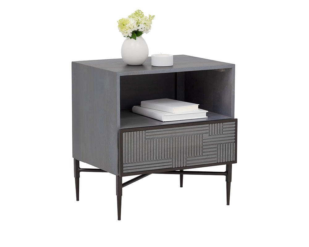 Markwood Nightstand - Antique Bronze - Glacier Grey