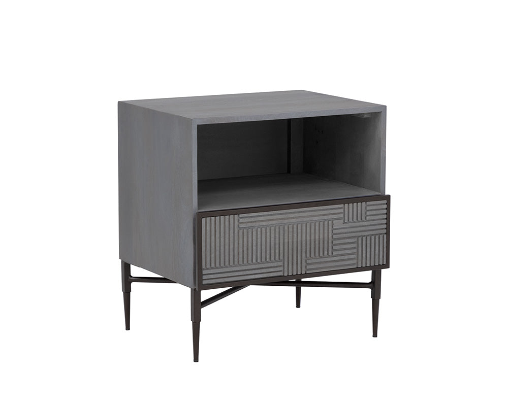 Markwood Nightstand - Antique Bronze - Glacier Grey