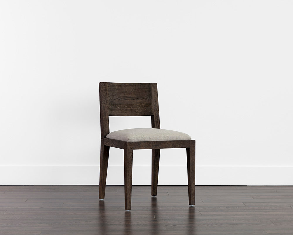 Francis Dining Chair - Dark Brown - Linoso Light Grey