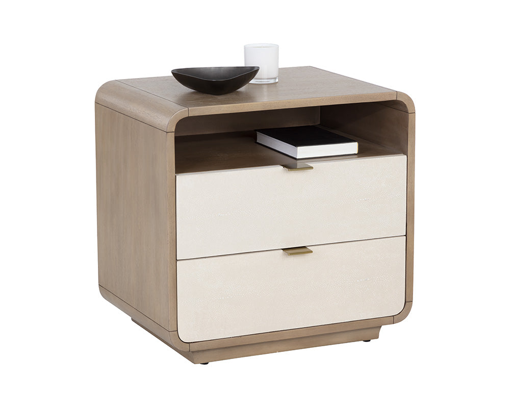 Kayden Nightstand - Cream Shagreen